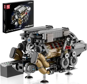 Mould King W16 Engine Kits That Runs, Build Your Own Twin V8 Engine, Visible Car Motor Blocks Set, Physical Science Experiment Models for Teens, Best STEM Toy Gifts for Kids and Adult 10131 (952 Pcs)