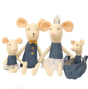 Mouse Family Dolls Stuffed Animal Toy Birthday Gift Mini Plush Toy Blue