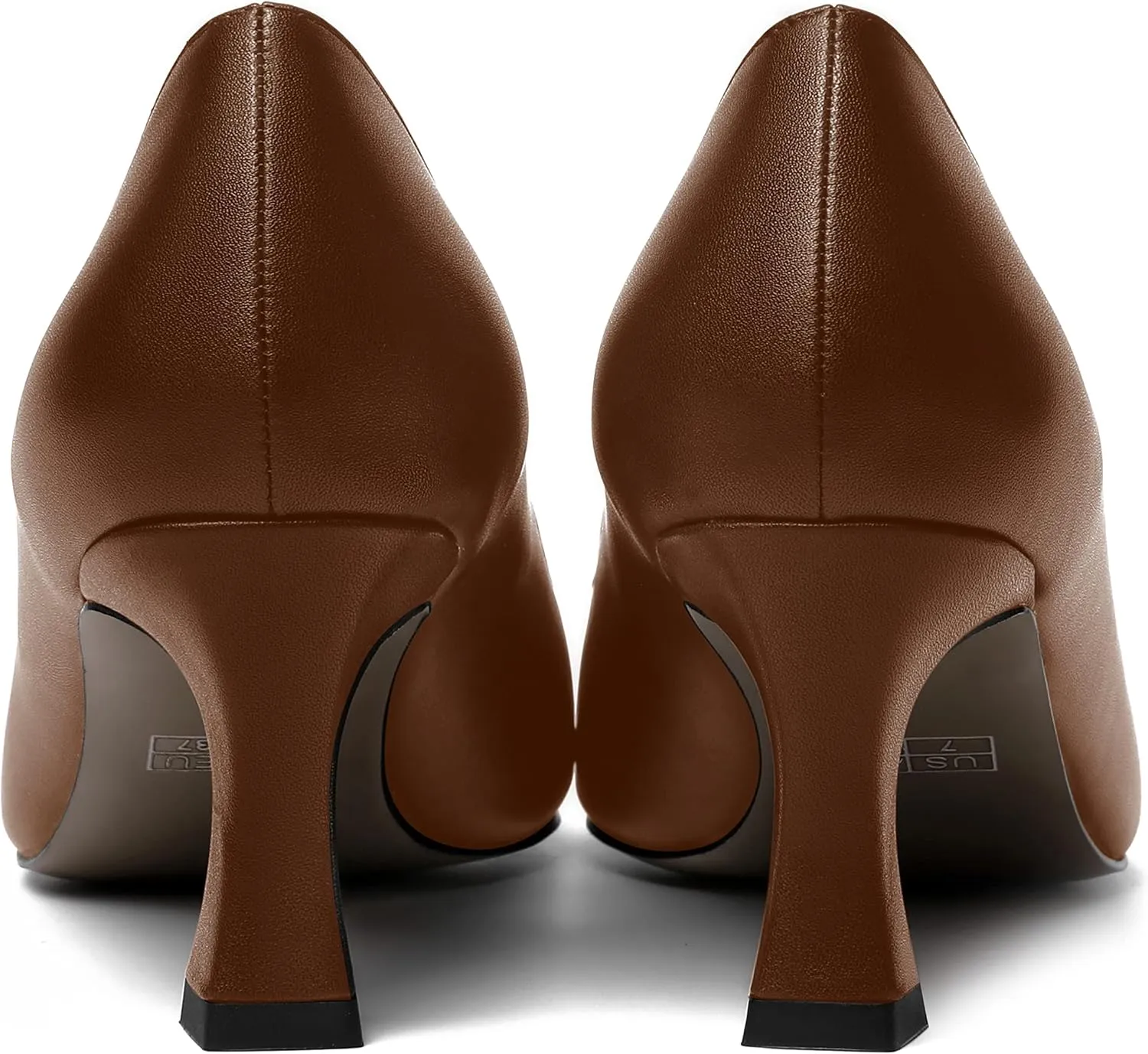 MOVINSTEPS Womens Dress Matte Slip On Office Solid Pointed Toe Spool Mid Heel Pumps Shoes 2.5 Inch