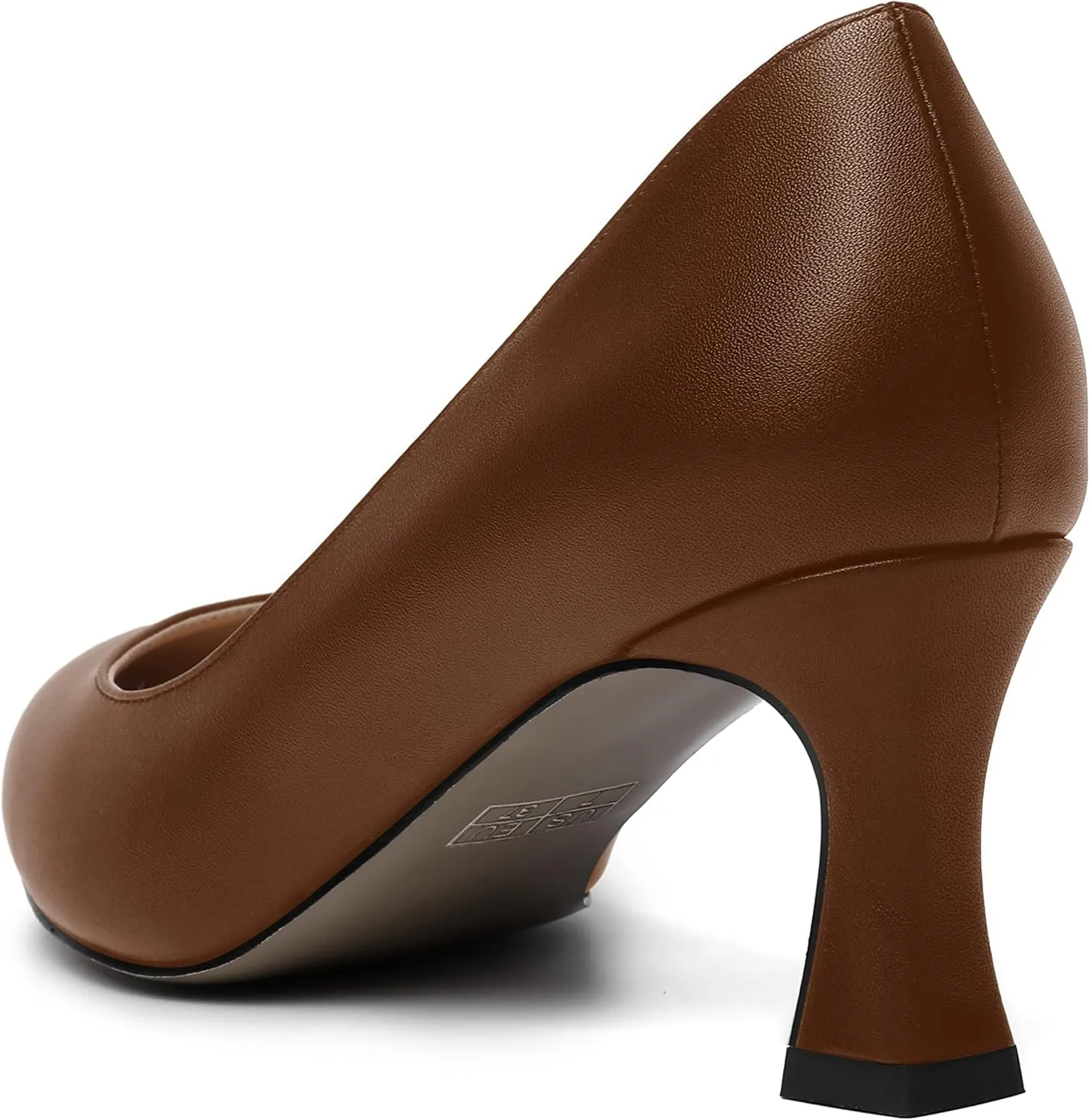 MOVINSTEPS Womens Dress Matte Slip On Office Solid Pointed Toe Spool Mid Heel Pumps Shoes 2.5 Inch