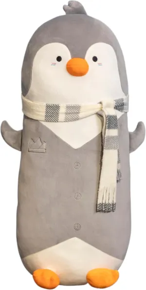 Mr. Waddles Cute Grey Penguin Stuffed Animal 27.5''- Long Body Plush Pillow, Soft Cuddly Toy for Anxiety & Sleep, Emotional Support Gift for Kids, Adults, Girlfriend, Bed & Room Decor