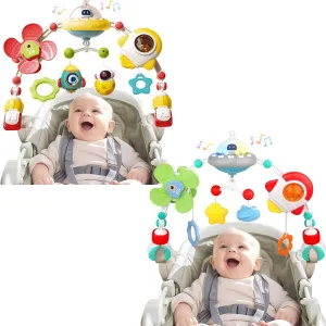 Musical Baby Stroller Arch Toys, Travel Car Seat Toys, Baby Play Arch Crib Accessory Toys, Mobile for Bassinet, Pram Activity Arch Bar Toys for Babies Infants