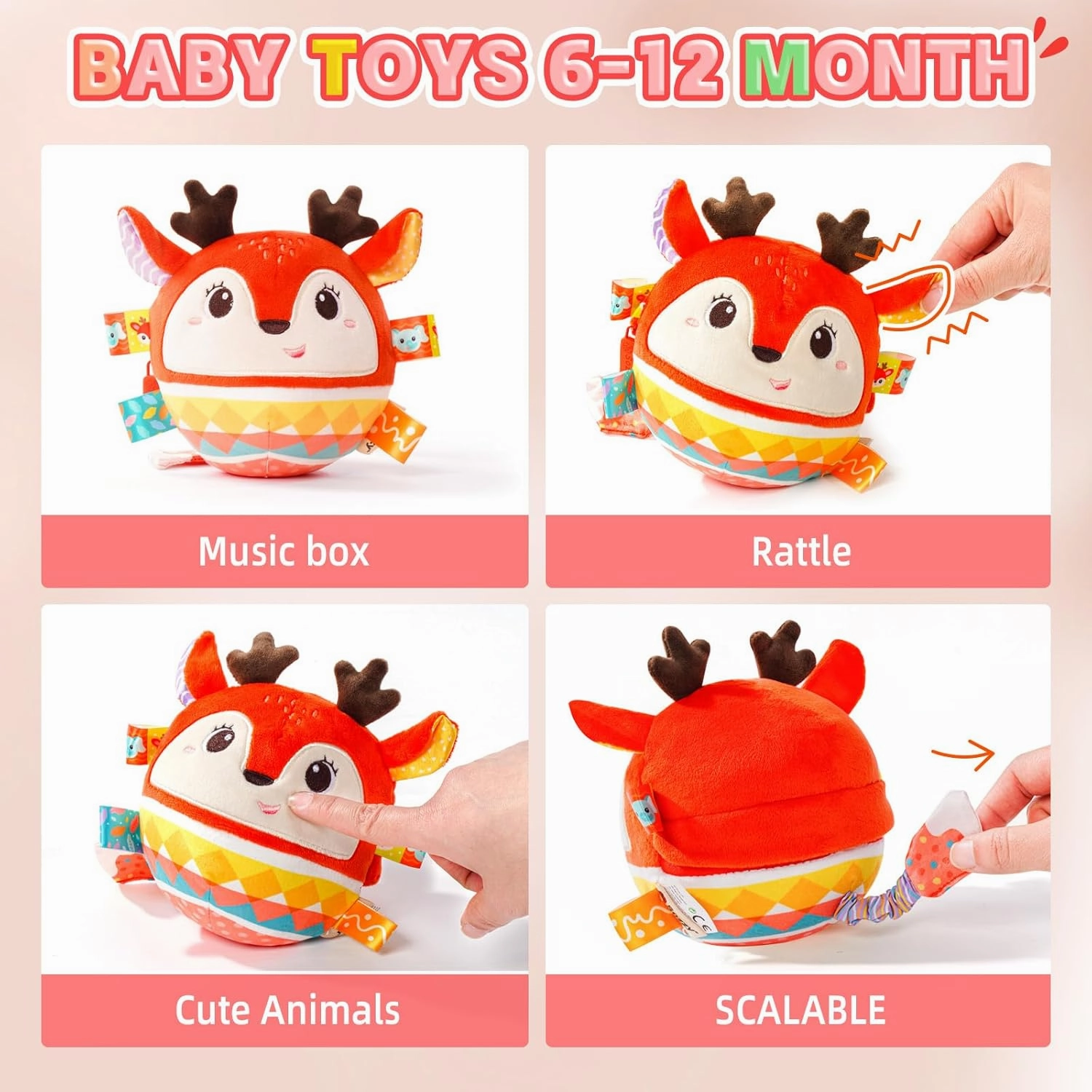 Musical Crawling Dancing Baby Toy 0-6 Months, Tummy Time Sensory Interactive Talk Toys,Plush Stuffer Animal Toys, Learning Bouncing Ball toy for Infant 0-3 6-12 18 Month Newborn Gifts for Toddler 1-2