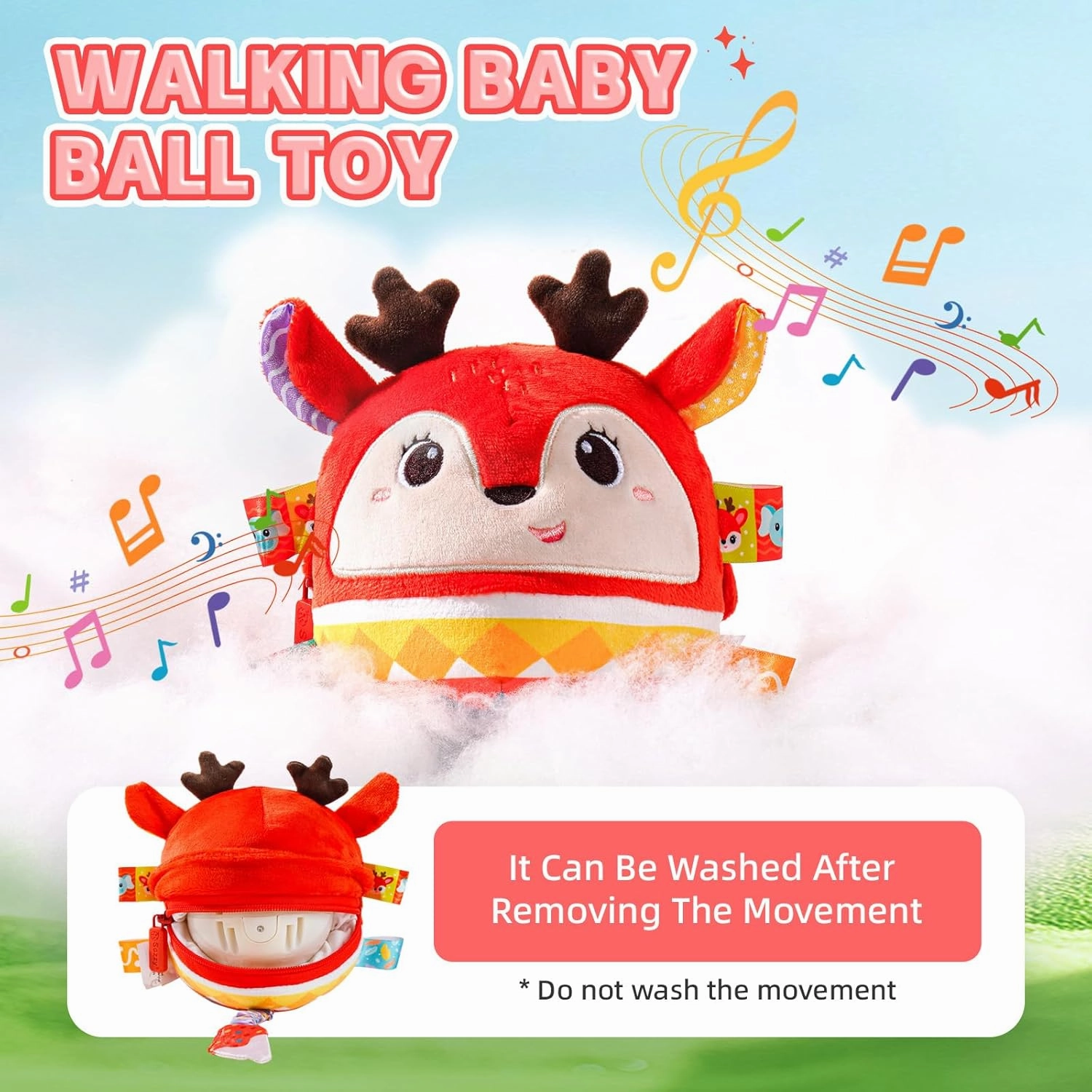Musical Crawling Dancing Baby Toy 0-6 Months, Tummy Time Sensory Interactive Talk Toys,Plush Stuffer Animal Toys, Learning Bouncing Ball toy for Infant 0-3 6-12 18 Month Newborn Gifts for Toddler 1-2