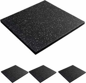 MYOYAY 4 Pack Interlocking Tile 20" x 20”x 1”Heavy Duty Rubber Flooring Mat Anti-Vibration Anti-Slip Exercise Mats for Gym Equipment and Cushion for Workouts, Cover 11.12 Sq.Ft…