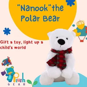 Nanook The Polar Bear 8 inch Plush Stuffed Animal Soft Arctic White Bear Toy Cuddle Buddy for Kids Toddlers Baby Gift Winter Wildlife Plushie Soft Cozy Comfort Animal