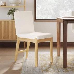 Nathan James Gracie Modern Upholstered Dining Room Chair with Cushion, Boucle Dining Chair with Solid Wood Frame, Cream Boucle/Warm Pine