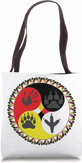 Native American Medicine Wheel, spiritual animals, MMIW Tote Bag