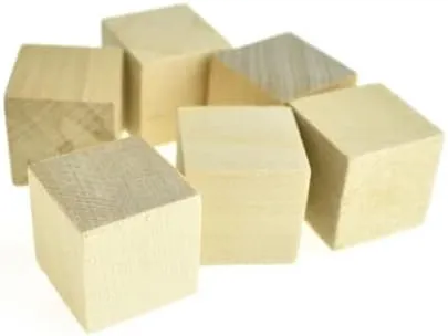 Natural Wooden Cube Blocks, 1-Inch, 6-Piece