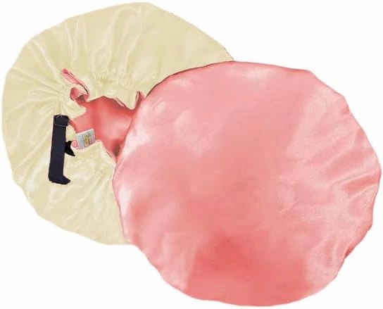 Natural hair essentials reversible and adjustable Satin bonnet, satin pillowcases, satin Scrunchies and headband set of 8 pieces (Rosegold)