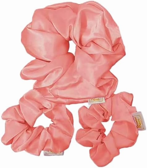 Natural hair essentials reversible and adjustable Satin bonnet, satin pillowcases, satin Scrunchies and headband set of 8 pieces (Rosegold)