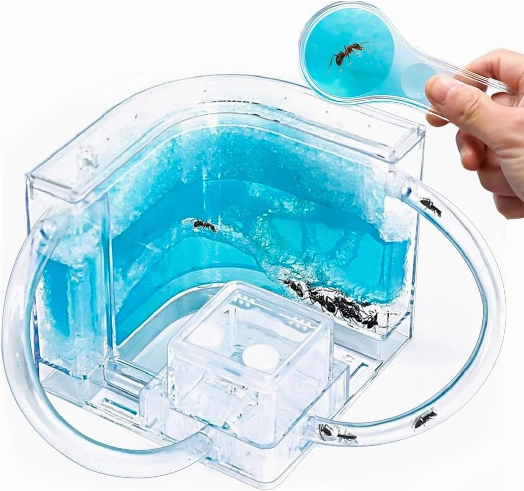 NAVADEAL Ant Farm Castle 2.0 with Connecting Tube, Ant Habitat Science Learning Kit, Best STEM 2021 Educational Kids Toy, Study Insect Behavior at Home & School, Plant Based Blue Gel 3D Maze Ecosystem