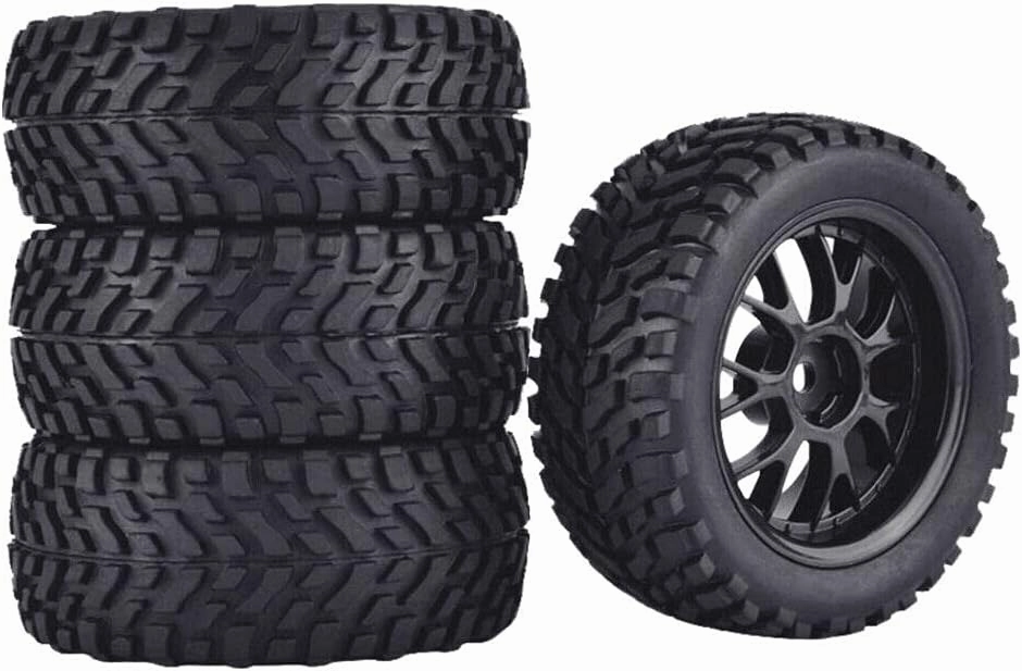 NC 4 Pack 75MM Universal Rubber Rally Climbing Car Off-Road Wheel Rim and Tires Hex for HSP HPI 1:10 RC Racing Car Accessories