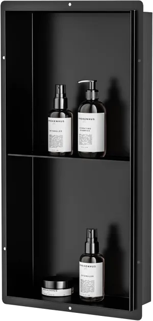 Neodrain 24X12Inch Shower Niche, Black Stainless Steel Recessed Niche for Bathroom Storage