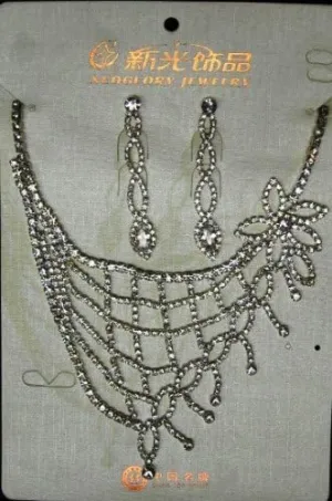 Neoglory Jewelry 18kgp Crystal Tassel Zircon Bridal Necklace-earrings Set
