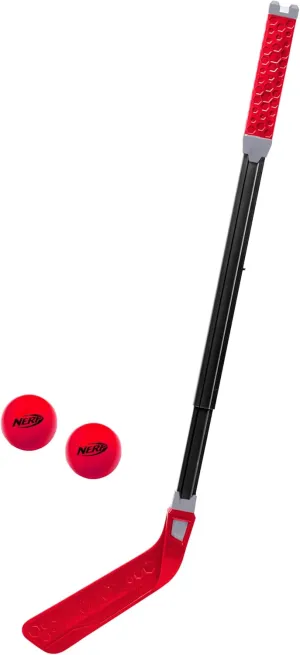 NERF Flexplay Kids Hockey Stick   Ball Set - Indoor   Outdoor Street Hockey Set - Adjustable Height Stick - NERF Balls Included