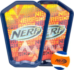 Nerf Toss and Catch Game with Paddles   Ball - Tennis Catch Game with (2) Self- Stick Paddles - Perfect Kids Beach Toy   Backyard Set - Includes 2 Sticky Mitts   Tennis Ball