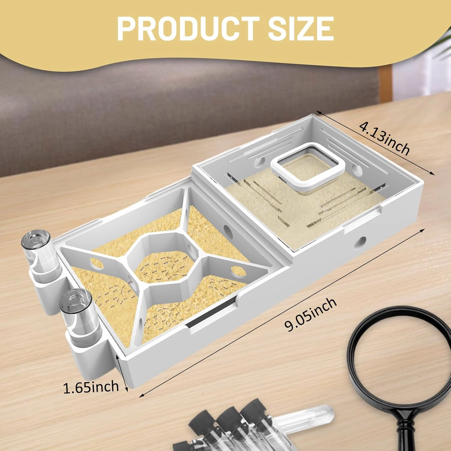 Nest Farm for Live Ants and Queen - Ant Farms with Yellow Sand Observation Transparent Ant Farm for Adults 3D Printed Nest Ant Workshop Castle Ant Garden Queen (Kit-D)