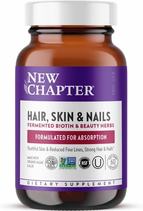 New Chapter Biotin Supplement, Vegan Hair Skin and Nails Vitamins with Fermented Biotin   Astaxanthin - 60 Count