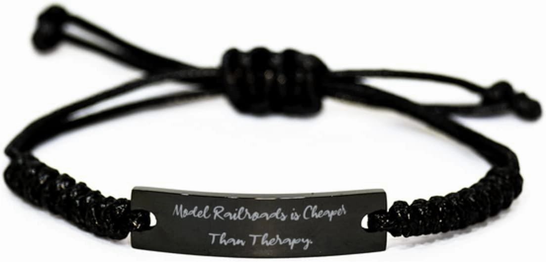 New Model Railroads Gifts, Model Railroads is Cheaper Than Therapy, Love Holiday Black Rope Bracelet from Men Women, Model Trains, Train Set, Toy Trains, Electric Trains, Lionel