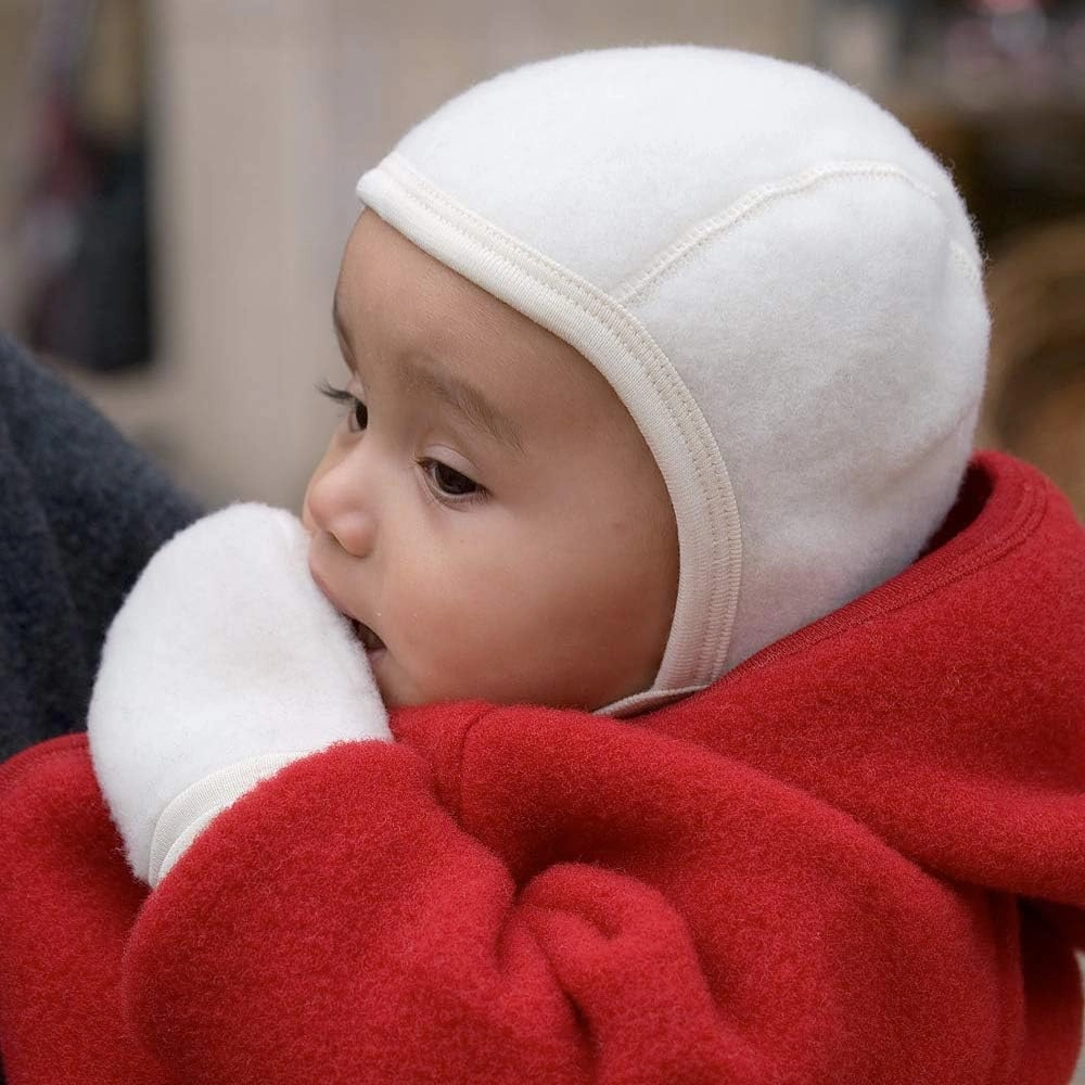 Newborn Baby Bonnet: Infant Ear Protection Hat Pilot Cap, 0-6 Months, Organic Merino Wool Fleece