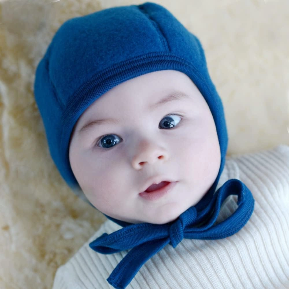 Newborn Baby Bonnet: Infant Ear Protection Hat Pilot Cap, 0-6 Months, Organic Merino Wool Fleece