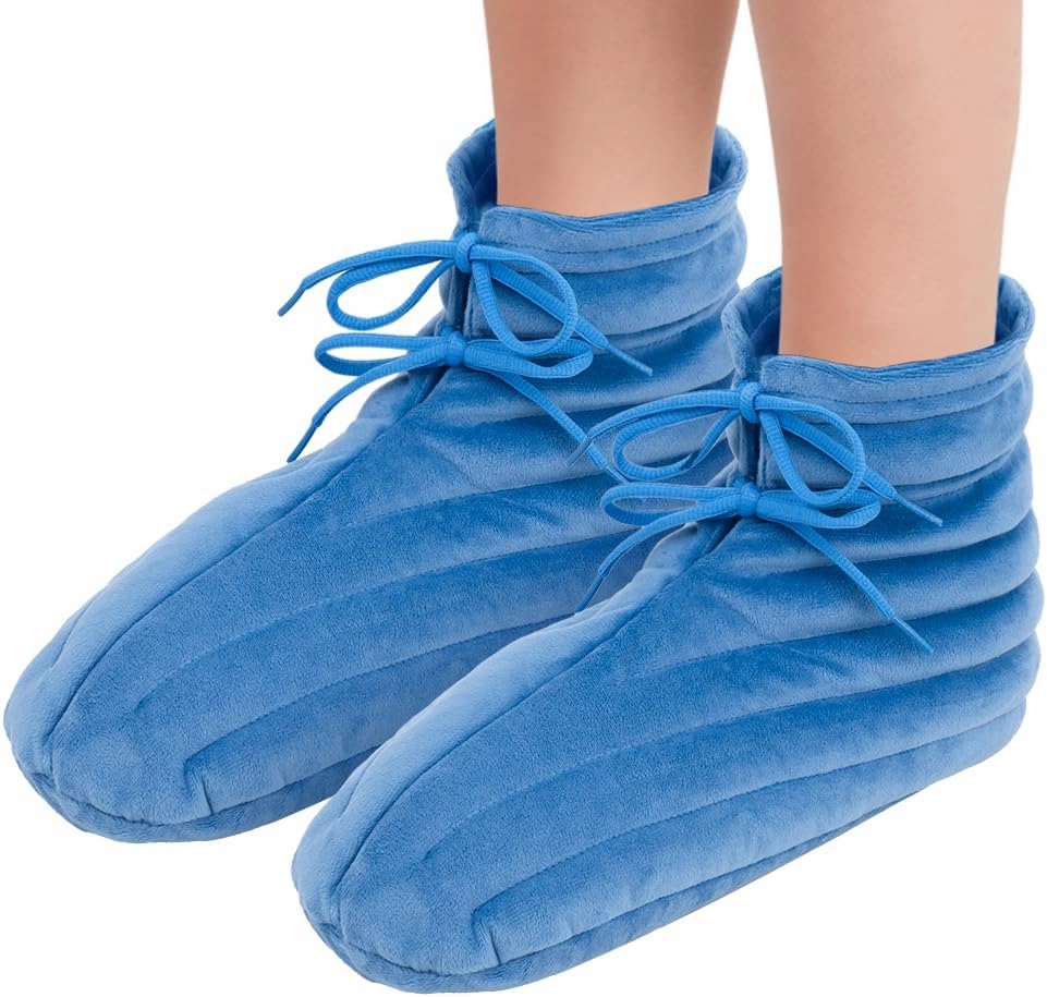 NEWGO Microwavable Booties for Foot Pain Relief – Heated Foot Warmers for Cold Feet, Plantar Fasciitis, Arthritis & Achilles Tendonitis – Moist Heat Therapy Slippers (Large)