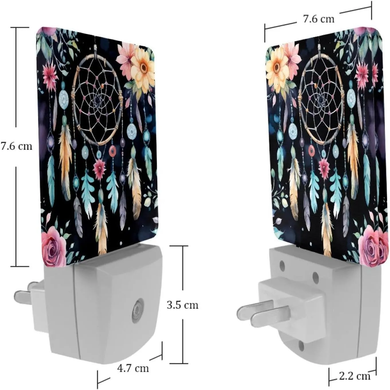 NEWzone Dream Catcher Flowers Night Light Plug into Wall for Girls Boys Room, Decorative Nightlights Auto Sensor Led Lights Wall Decor Gifts for Women Nightlight, 2 Pack