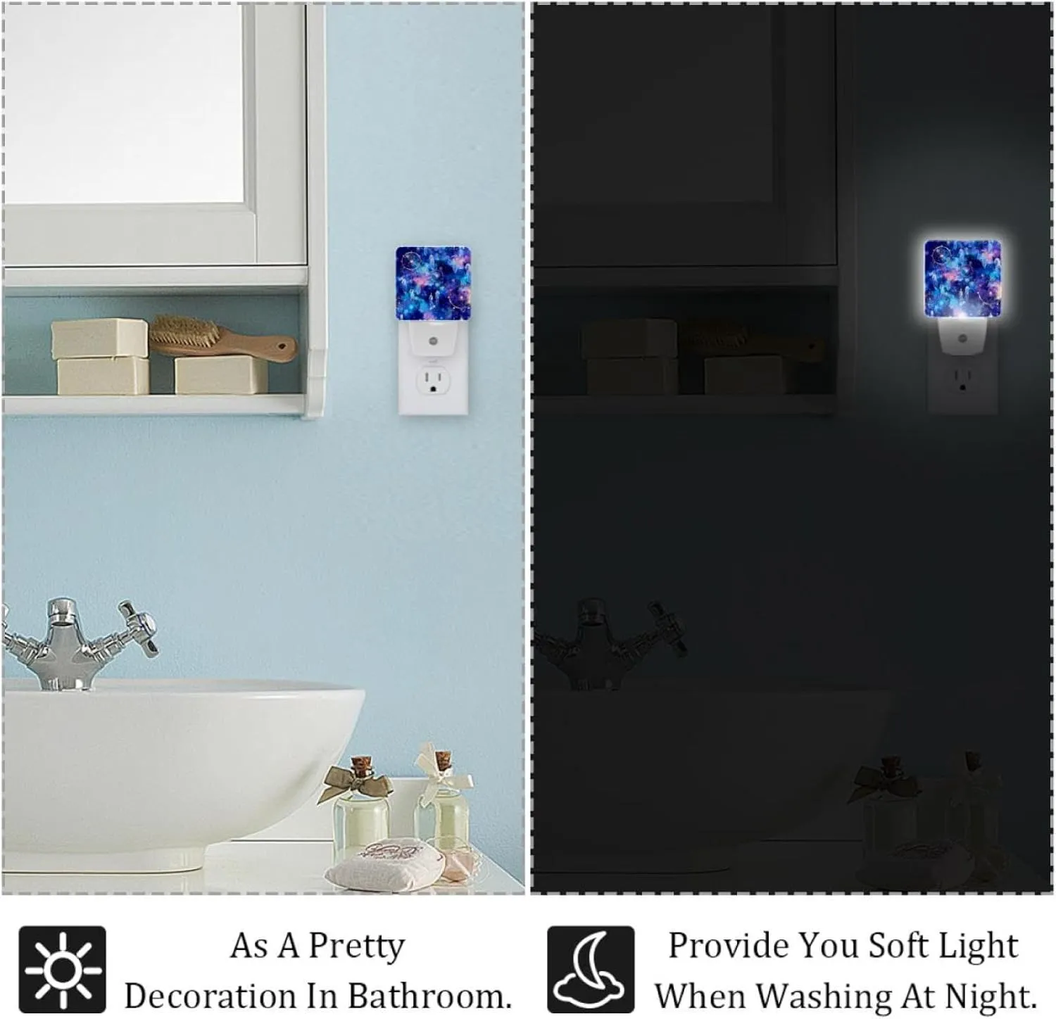 NEWzone Dream Catcher Galaxy Night Light Plug into Wall Decor 2 Pack, Decorative Night Light for Kids, Plug in Night Lights for Bedroom Living Room, Gift for Kids Adults