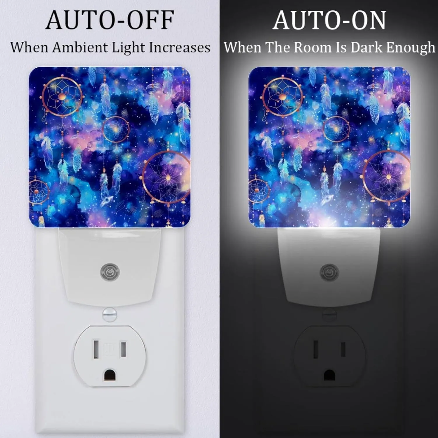NEWzone Dream Catcher Galaxy Night Light Plug into Wall Decor 2 Pack, Decorative Night Light for Kids, Plug in Night Lights for Bedroom Living Room, Gift for Kids Adults