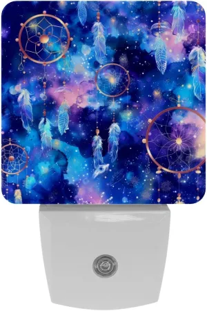 NEWzone Dream Catcher Galaxy Night Light Plug into Wall Decor 2 Pack, Decorative Night Light for Kids, Plug in Night Lights for Bedroom Living Room, Gift for Kids Adults