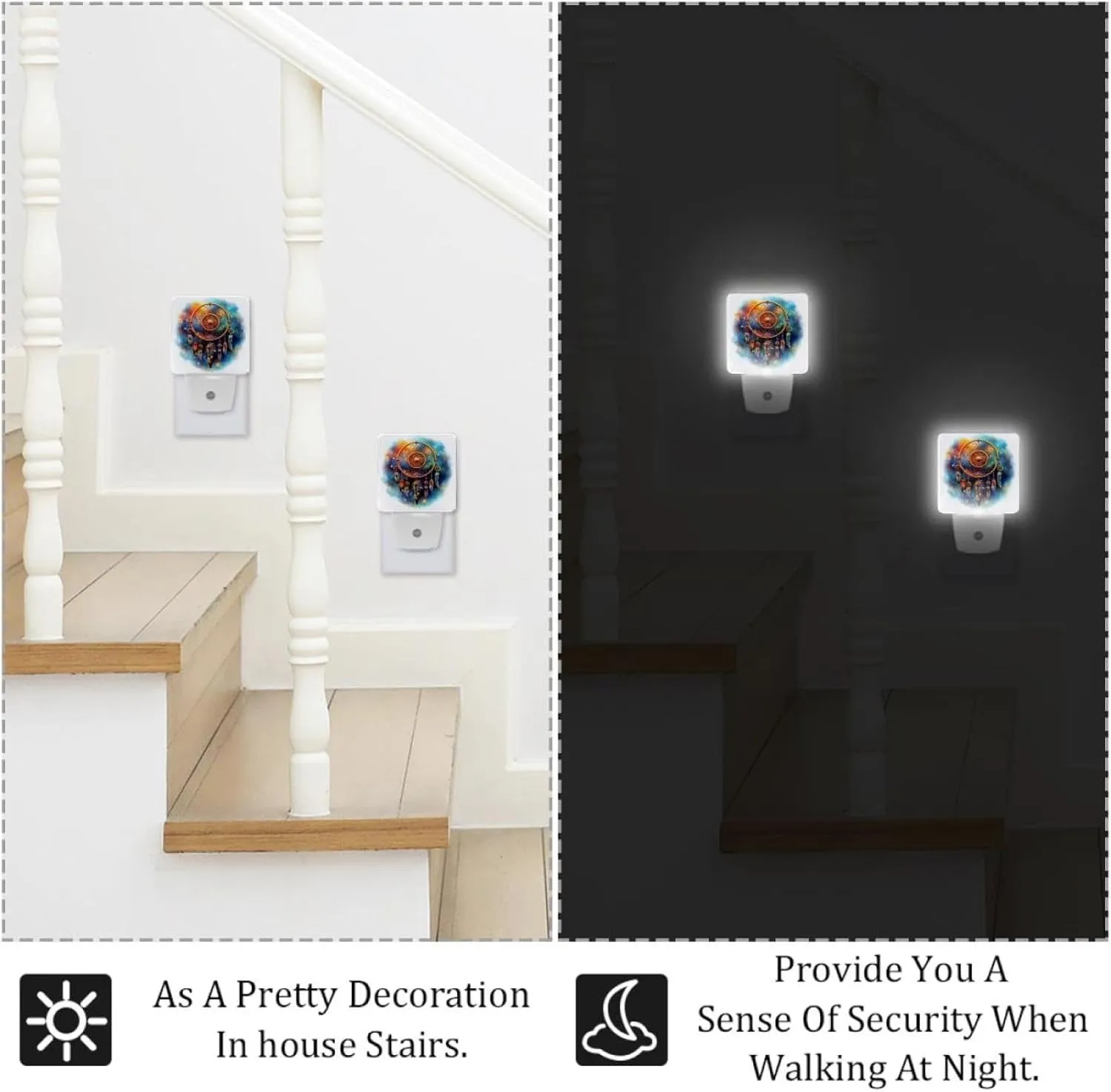 NEWzone Dream Catcher Night Light 0.5W, Plug in Night Lights for Boys Girls Led Night Light Dusk to Dawn Sensor Nightlight for Stairway/Hallway/Bedroom