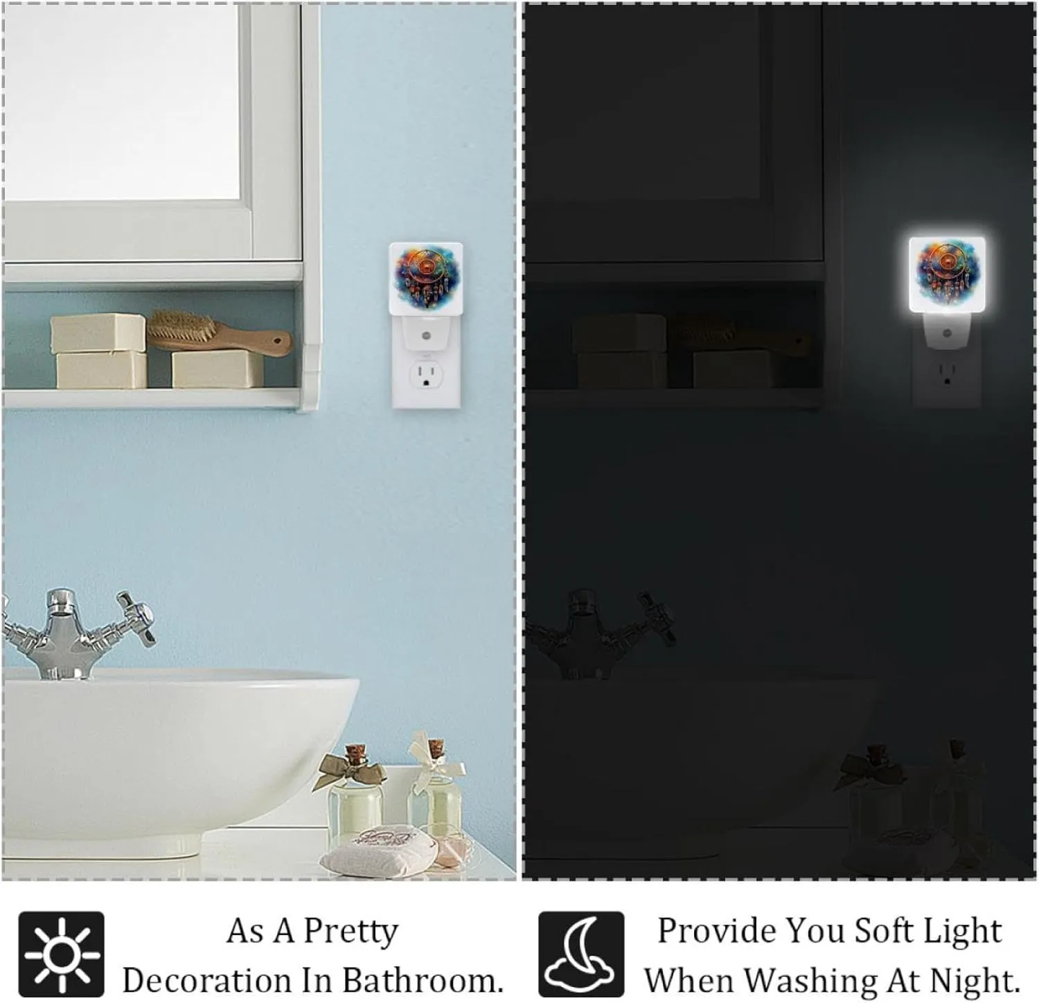NEWzone Dream Catcher Night Light 0.5W, Plug in Night Lights for Boys Girls Led Night Light Dusk to Dawn Sensor Nightlight for Stairway/Hallway/Bedroom