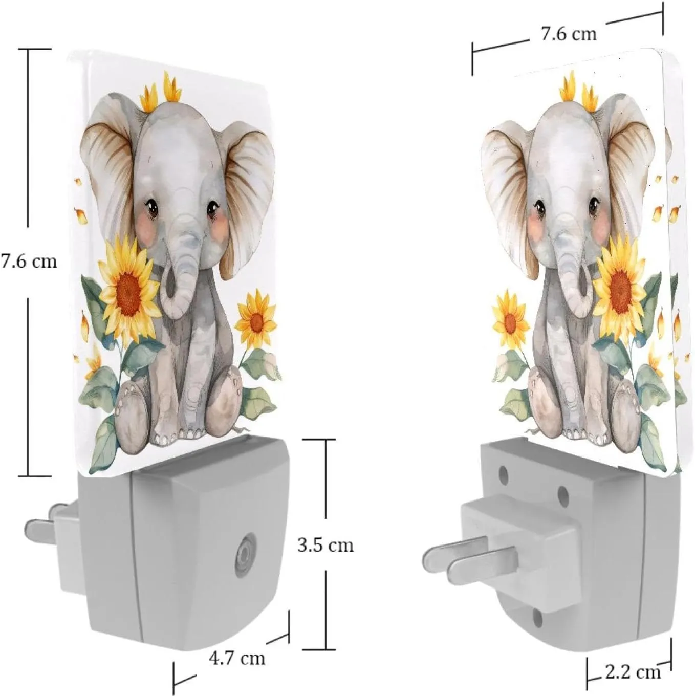 NEWzone Elephant Sunflowers Night Light 0.5W, Plug in Night Lights for Boys Girls Led Night Light Dusk to Dawn Sensor Nightlight for Stairway/Hallway/Bedroom