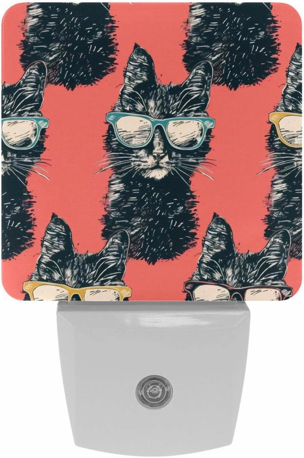 NEWzone Cat Glasses Funny Night Light 0.5W, Plug in Night Lights for Boys Girls Led Night Light Dusk to Dawn Sensor Nightlight for Stairway/Hallway/Bedroom