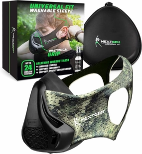 NEXTGEN Breathing Workout Mask - Enhance Stamina & Endurance | 24-Level Adjustable Airflow for Optimal Lung Performance | Elevate Cardio & Gym Training for Men (Military Camo)