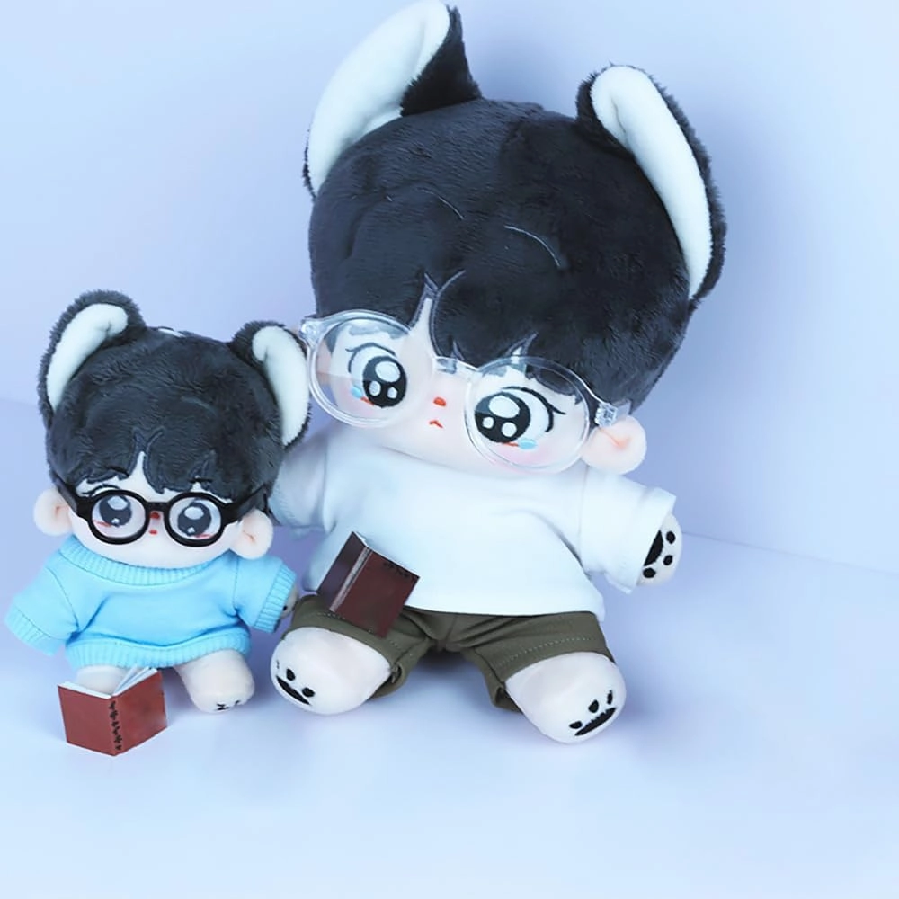 niannyyhouse Loose Solid Hoodie Jeans Glasses Tall Leather Shoes 10cm 15cm 20cm Plush Doll Clothes Soft Stuffed Plush Toy Dress Up Accessories (a6, 20cm)