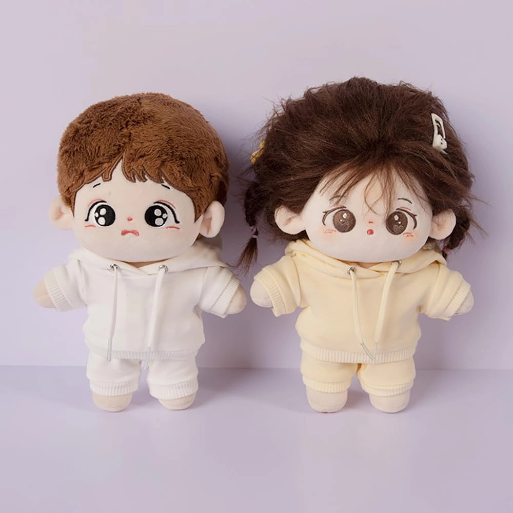 niannyyhouse Loose Solid Hoodie Jeans Glasses Tall Leather Shoes 10cm 15cm 20cm Plush Doll Clothes Soft Stuffed Plush Toy Dress Up Accessories (a6, 20cm)