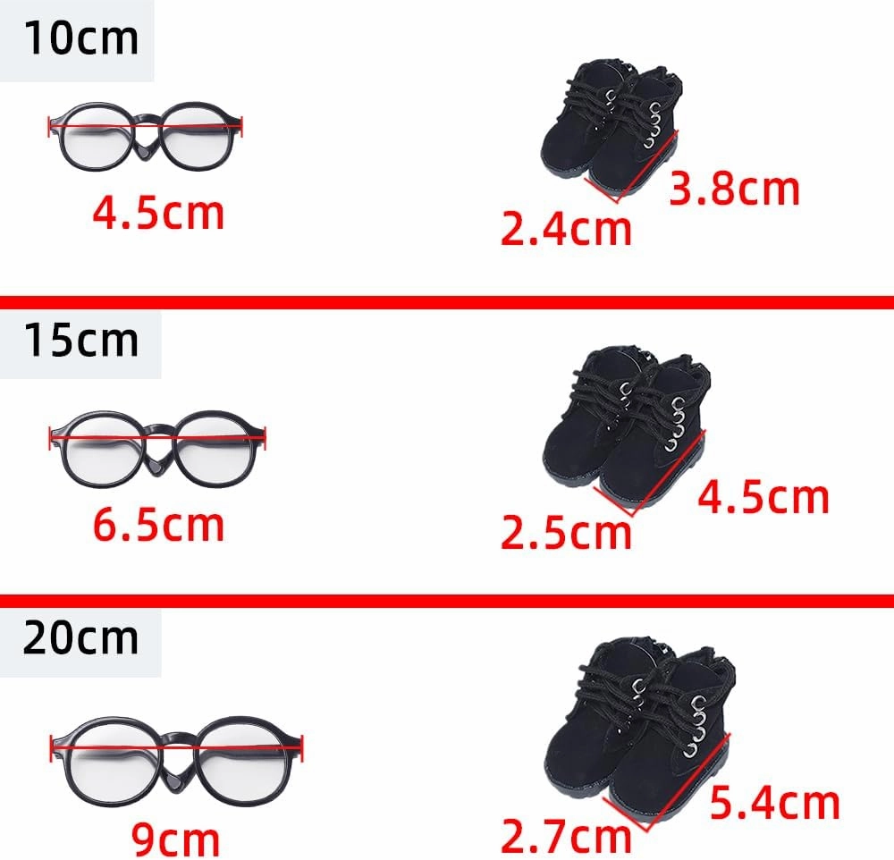 niannyyhouse Loose Solid Hoodie Jeans Glasses Tall Leather Shoes 10cm 15cm 20cm Plush Doll Clothes Soft Stuffed Plush Toy Dress Up Accessories (a6, 20cm)
