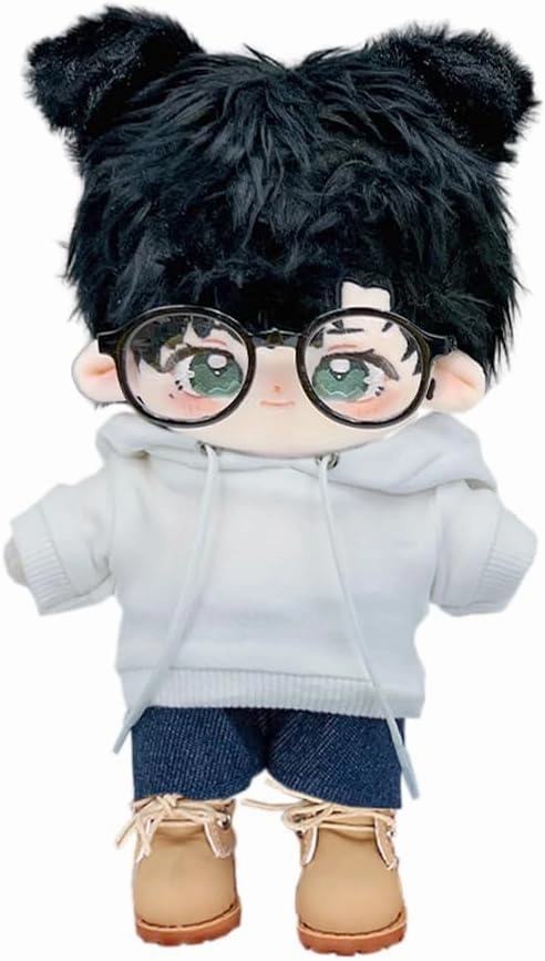 niannyyhouse Loose Solid Hoodie Jeans Glasses Tall Leather Shoes 10cm 15cm 20cm Plush Doll Clothes Soft Stuffed Plush Toy Dress Up Accessories (a6, 20cm)