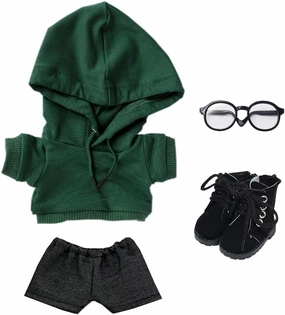 niannyyhouse Loose Solid Hoodie Jeans Glasses Tall Leather Shoes 10cm 15cm 20cm Plush Doll Clothes Soft Stuffed Plush Toy Dress Up Accessories (a6, 20cm)