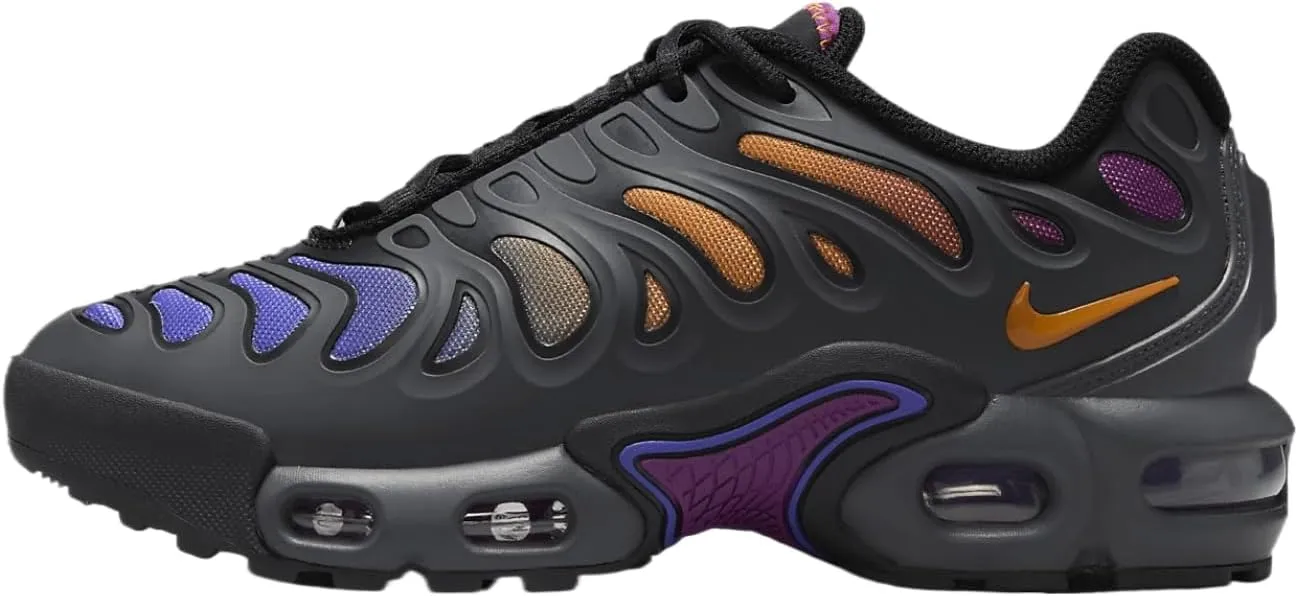 Nike Air Max Plus Drift Big Kids' Shoes (FV5921-001, Anthracite/Black/Viotech/Monarch) Size 6.5