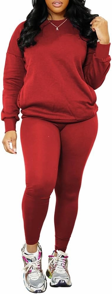 Nimsruc 2 Piece Outfits For Women Sweatsuits Sets Casual Long Sleeve Pullover Jogger Sweat Pants Set With Pocket