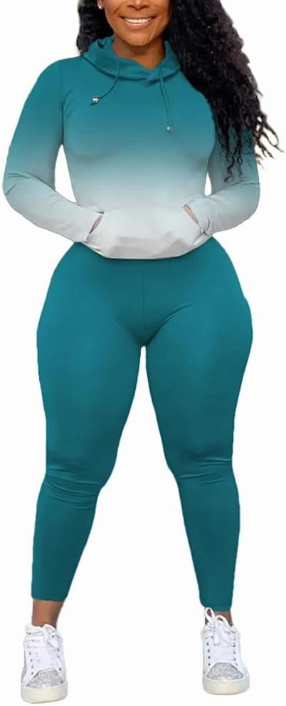 Nimsruc 2 Piece Outfits For Women Sweatsuits Sets Hooded Tracksuit Long Sleeve Pullover Jogger Sweat Pants Set