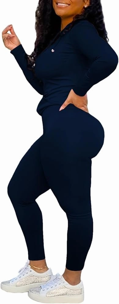Nimsruc 2 Piece Outfits For Women Sweatsuits Sets Hooded Tracksuit Long Sleeve Pullover Jogger Sweat Pants Set