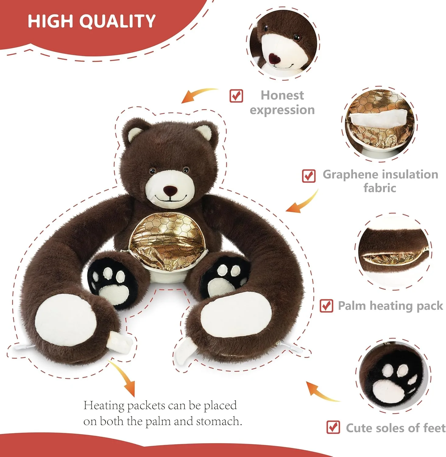 Niuniu Daddy 4LBS | Teddy Bear Heatable Weighted Stuffed Animals, Microwavable Plush Animal Lavender Scented with Heating Pad, Heated Plush Toy with Unscented for Girl Women Birthday Christmas Holiday