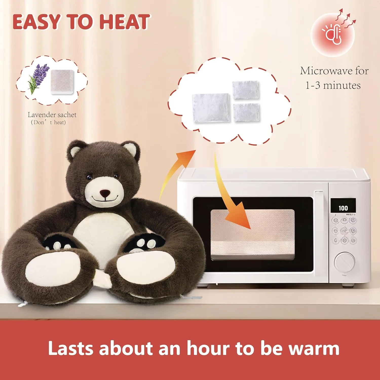 Niuniu Daddy 4LBS | Teddy Bear Heatable Weighted Stuffed Animals, Microwavable Plush Animal Lavender Scented with Heating Pad, Heated Plush Toy with Unscented for Girl Women Birthday Christmas Holiday
