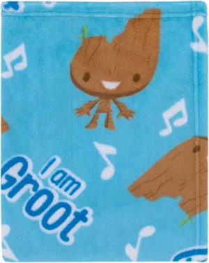 NoJo Marvel I Am Groot Blue and Brown Super Soft Baby Blanket