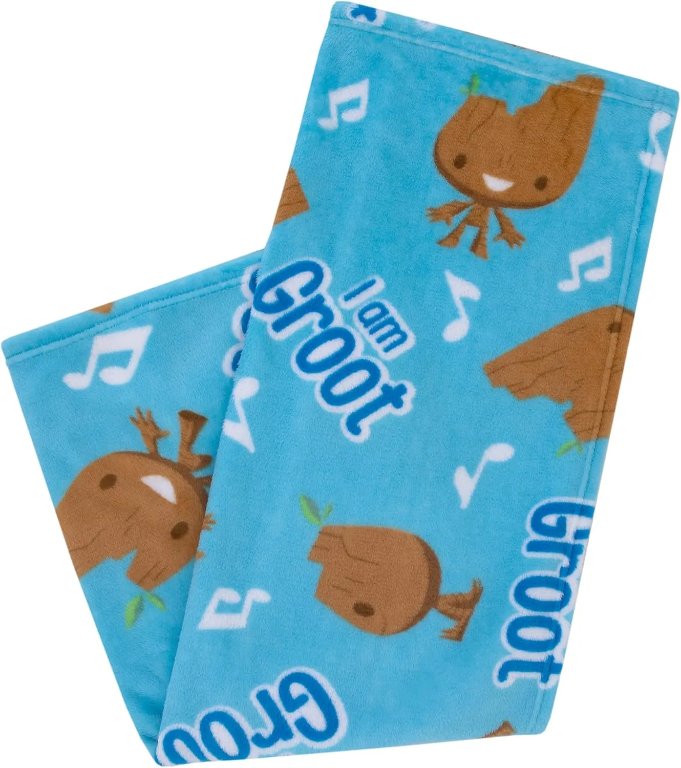 NoJo Marvel I Am Groot Blue and Brown Super Soft Baby Blanket