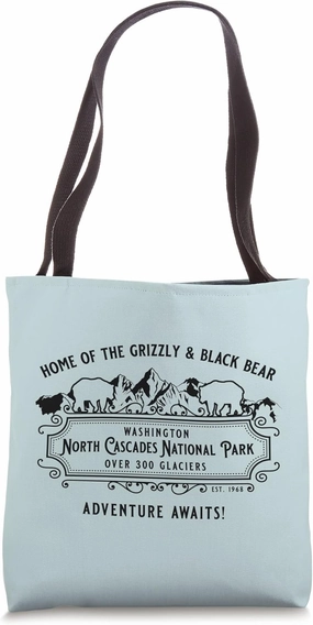 North Cascades National Park Grizzly Bear Black Bear Novelty Tote Bag